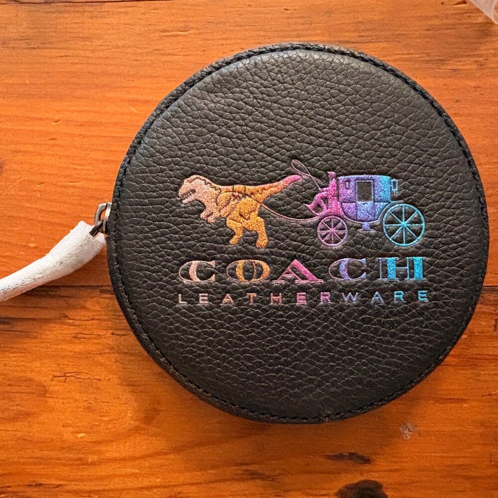 COACH REXI & CARRIAGE ROUND COIN PURSE -BLACK, Brand NWT- RARE, LTD Ed!!